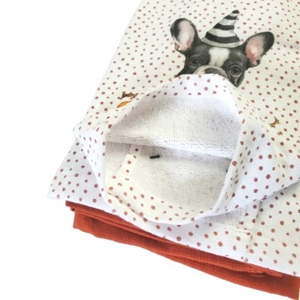 Frenchie French Bulldog Halloween Dog Pumpkin 3 Pack Kitchen Towel Set NEW!